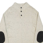 CHAPS Mens Jumper Cream Button Neck Tight Knit L