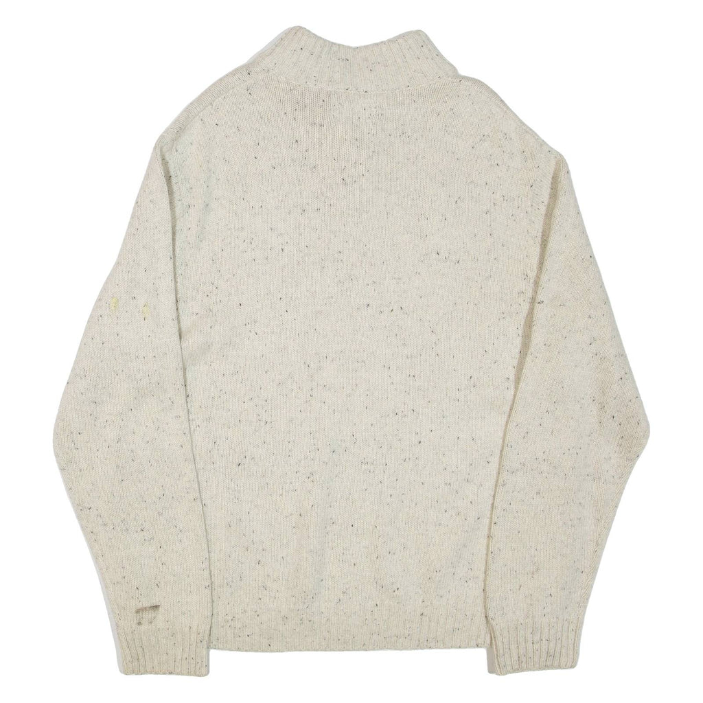 CHAPS Mens Jumper Cream Button Neck Tight Knit L