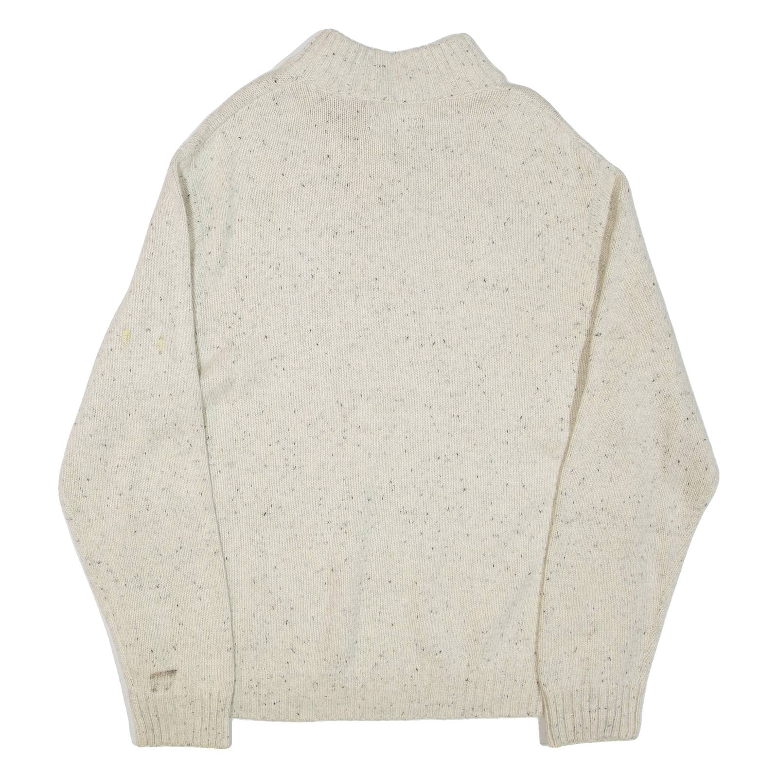 CHAPS Mens Jumper Cream Button Neck Tight Knit L
