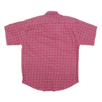 Mens Red & White Pattern Cotton Blend Shirt L Casual Summer Button Up Short