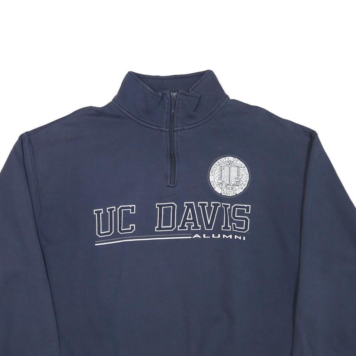 JANSPORT Mens Navy UC Davis Alumni Half Zip Sweatshirt L Cotton Blend Casual