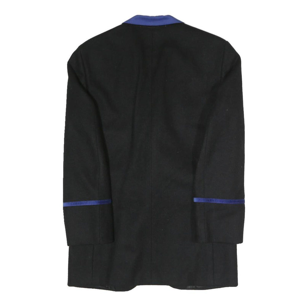 Mens Black & Blue Classic Button Jacket L Polyester Blend Plain