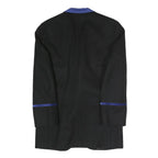 Mens Black & Blue Classic Button Jacket L Polyester Blend Plain