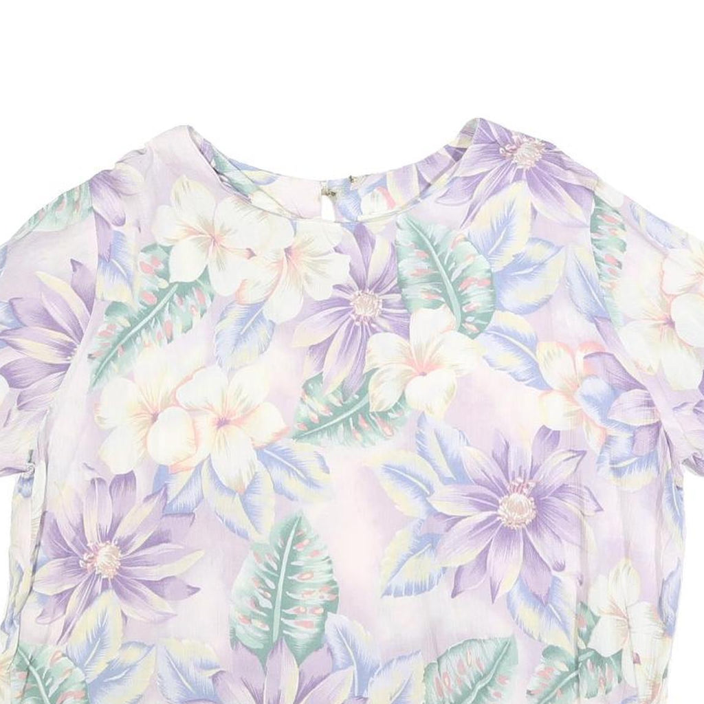 JACLYN SMITH Womens Purple Printed Top Short Sleeve Round Neck XL Rayon Summer