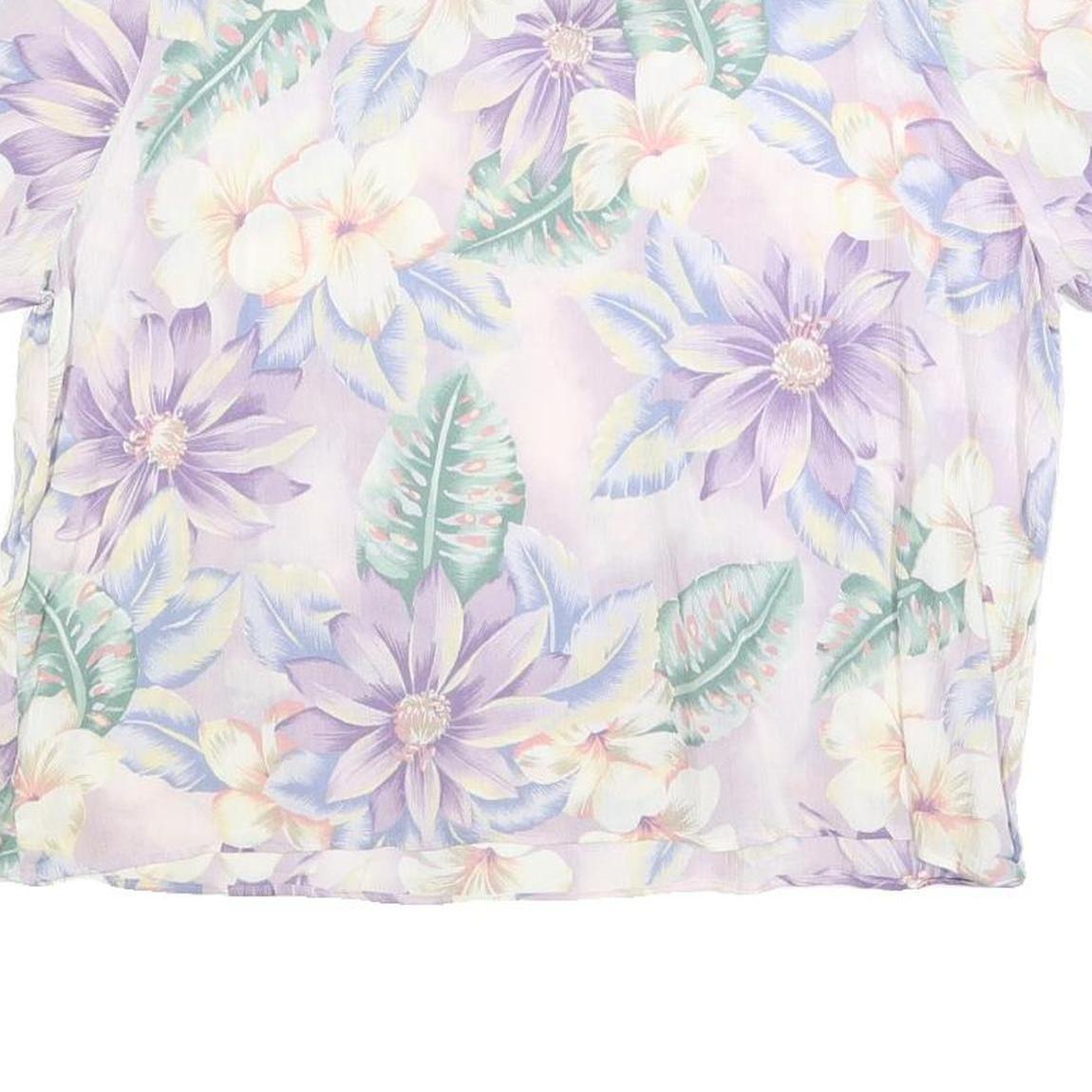 JACLYN SMITH Womens Purple Printed Top Short Sleeve Round Neck XL Rayon Summer