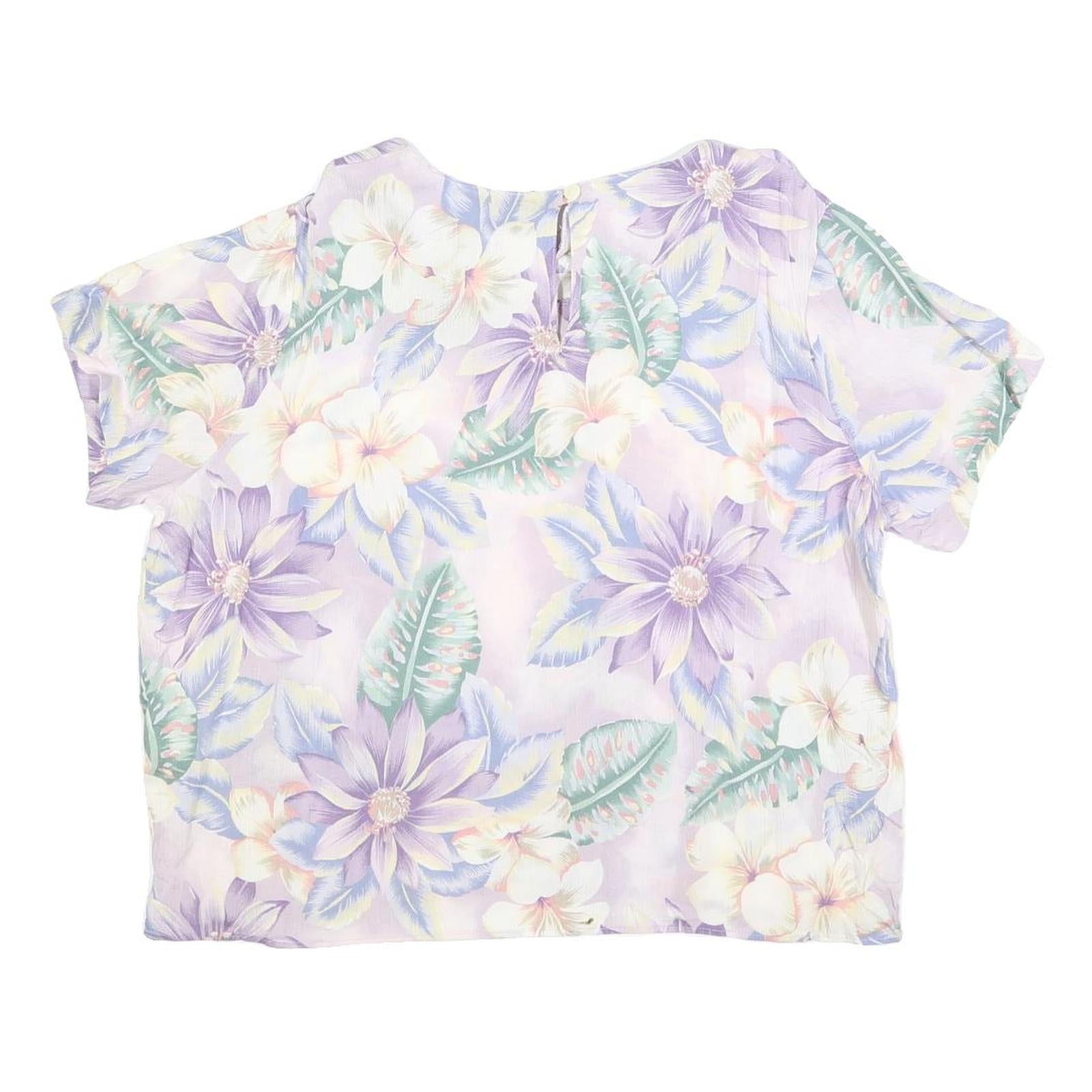 JACLYN SMITH Womens Purple Printed Top Short Sleeve Round Neck XL Rayon Summer