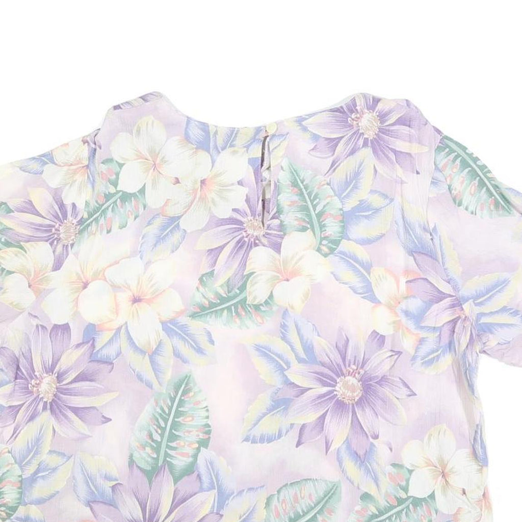 JACLYN SMITH Womens Purple Printed Top Short Sleeve Round Neck XL Rayon Summer