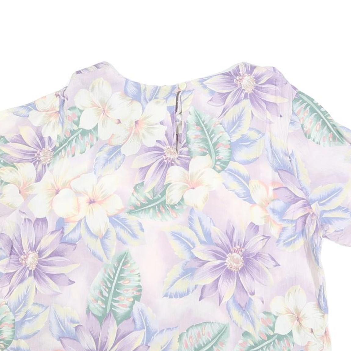 JACLYN SMITH Womens Purple Printed Top Short Sleeve Round Neck XL Rayon Summer