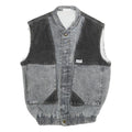 GUESS Mens Grey Black Denim Button Jacket XS Cotton Casual Vest Style