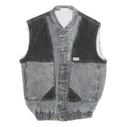 GUESS Mens Grey Black Denim Button Jacket XS Cotton Casual Vest Style