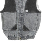 GUESS Mens Grey Black Denim Button Jacket XS Cotton Casual Vest Style