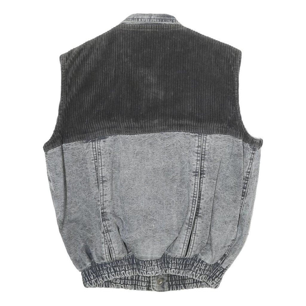 GUESS Mens Grey Black Denim Button Jacket XS Cotton Casual Vest Style