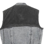 GUESS Mens Grey Black Denim Button Jacket XS Cotton Casual Vest Style