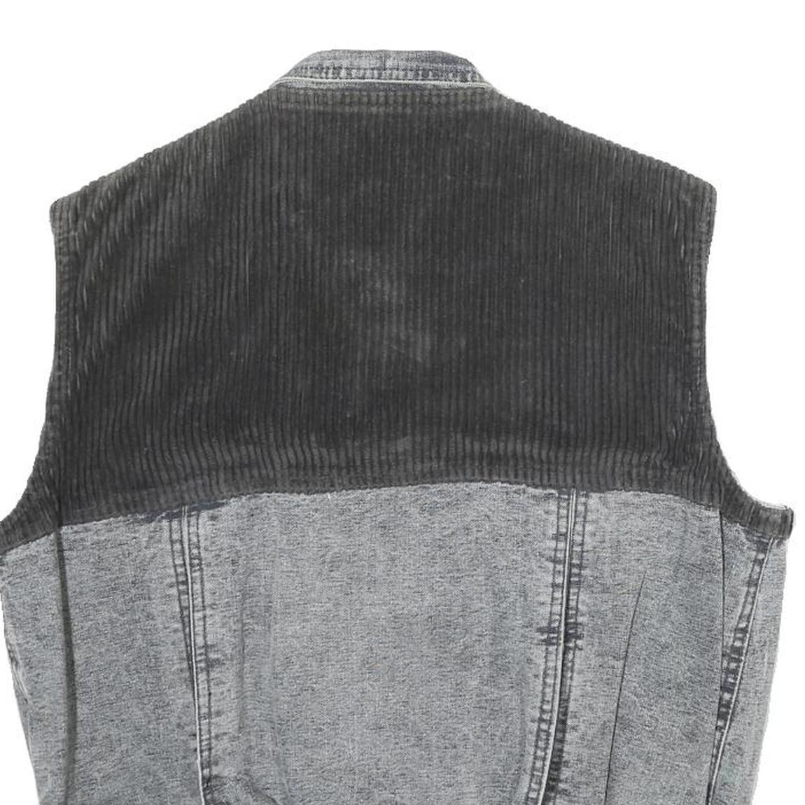 GUESS Mens Grey Black Denim Button Jacket XS Cotton Casual Vest Style