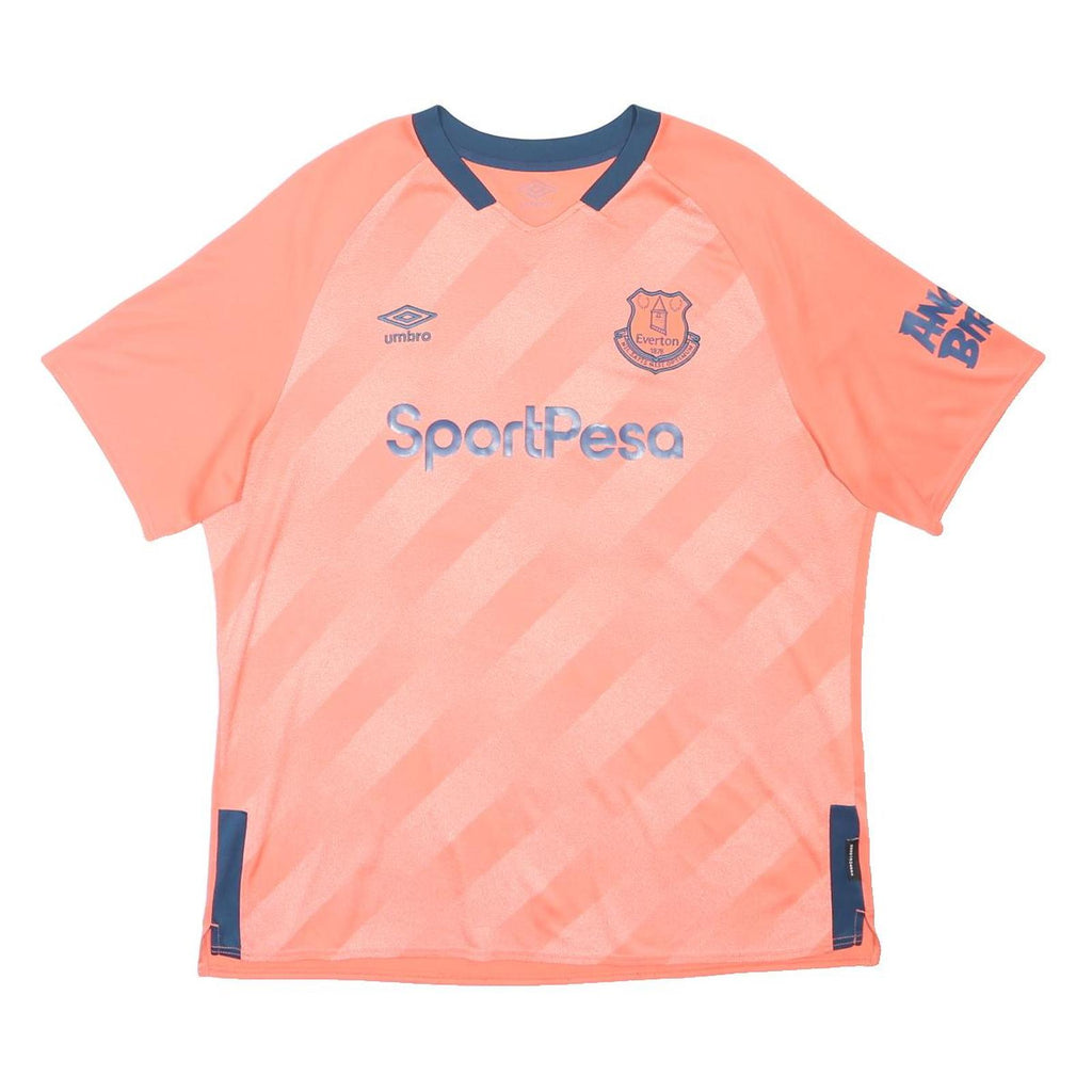 UMBRO Mens Coral & Navy Everton Kean 27 Sports Top Short Sleeve V-Neck 2XL