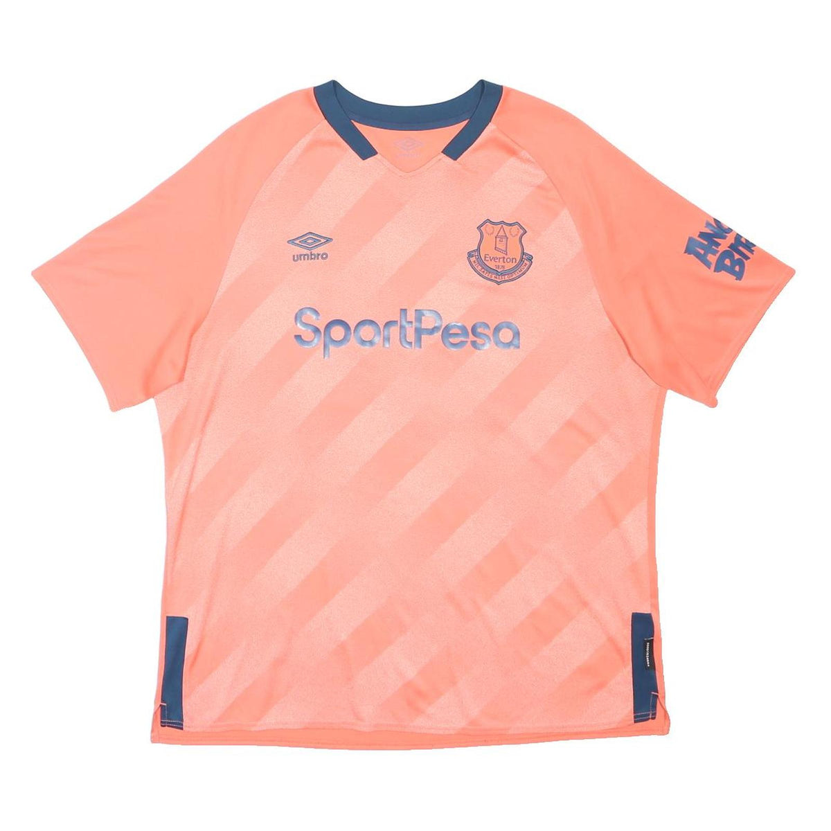 UMBRO Mens Coral & Navy Everton Kean 27 Sports Top Short Sleeve V-Neck 2XL