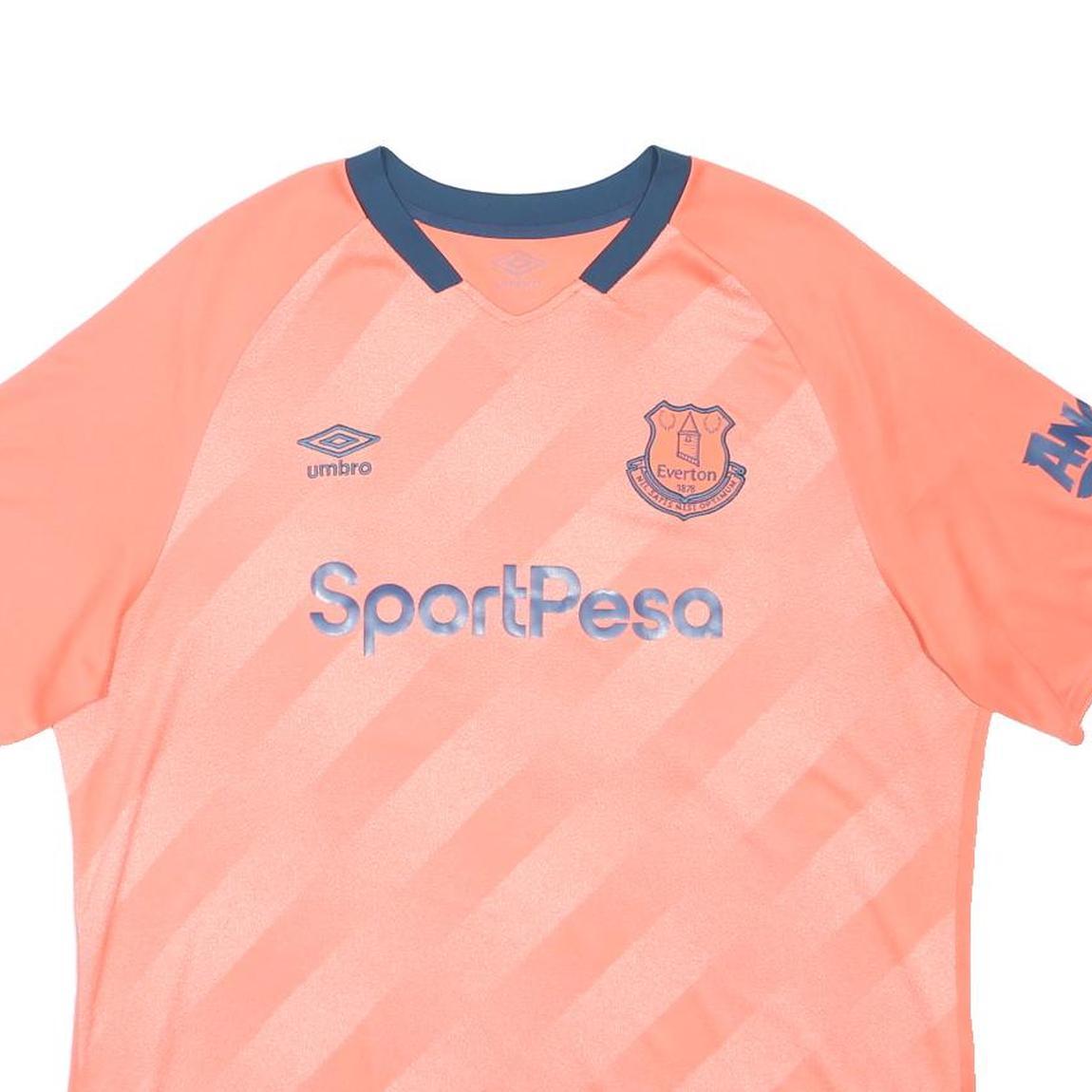UMBRO Mens Coral & Navy Everton Kean 27 Sports Top Short Sleeve V-Neck 2XL