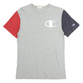 CHAMPION Mens Grey & Red & Navy Modern T-Shirt S Short Sleeve Crew Neck Cotton
