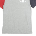 CHAMPION Mens Grey & Red & Navy Modern T-Shirt S Short Sleeve Crew Neck Cotton