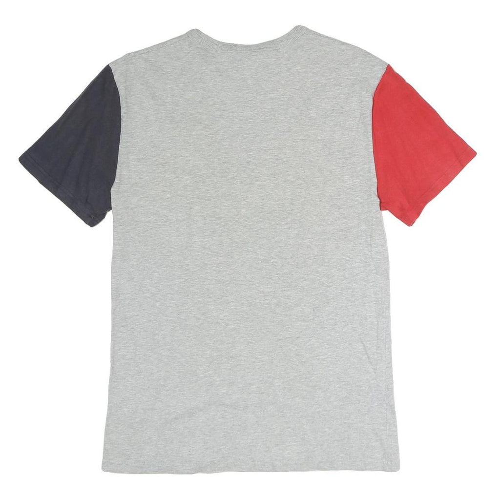 CHAMPION Mens Grey & Red & Navy Modern T-Shirt S Short Sleeve Crew Neck Cotton