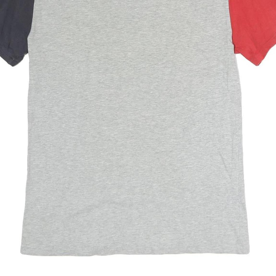 CHAMPION Mens Grey & Red & Navy Modern T-Shirt S Short Sleeve Crew Neck Cotton