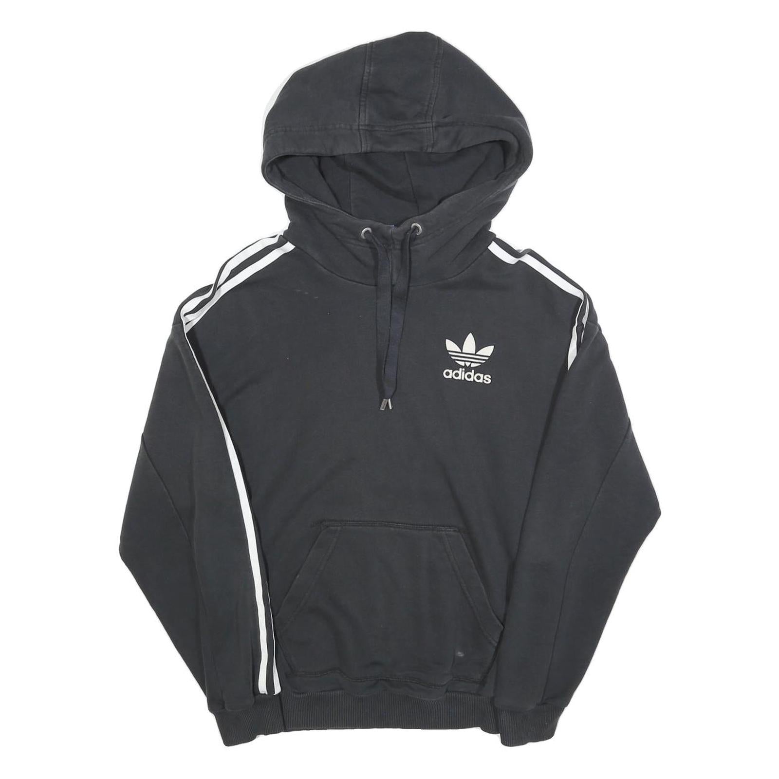 ADIDAS Womens Black Hoodie UK 6 Cotton Blend Casual Sports Sweatshirt