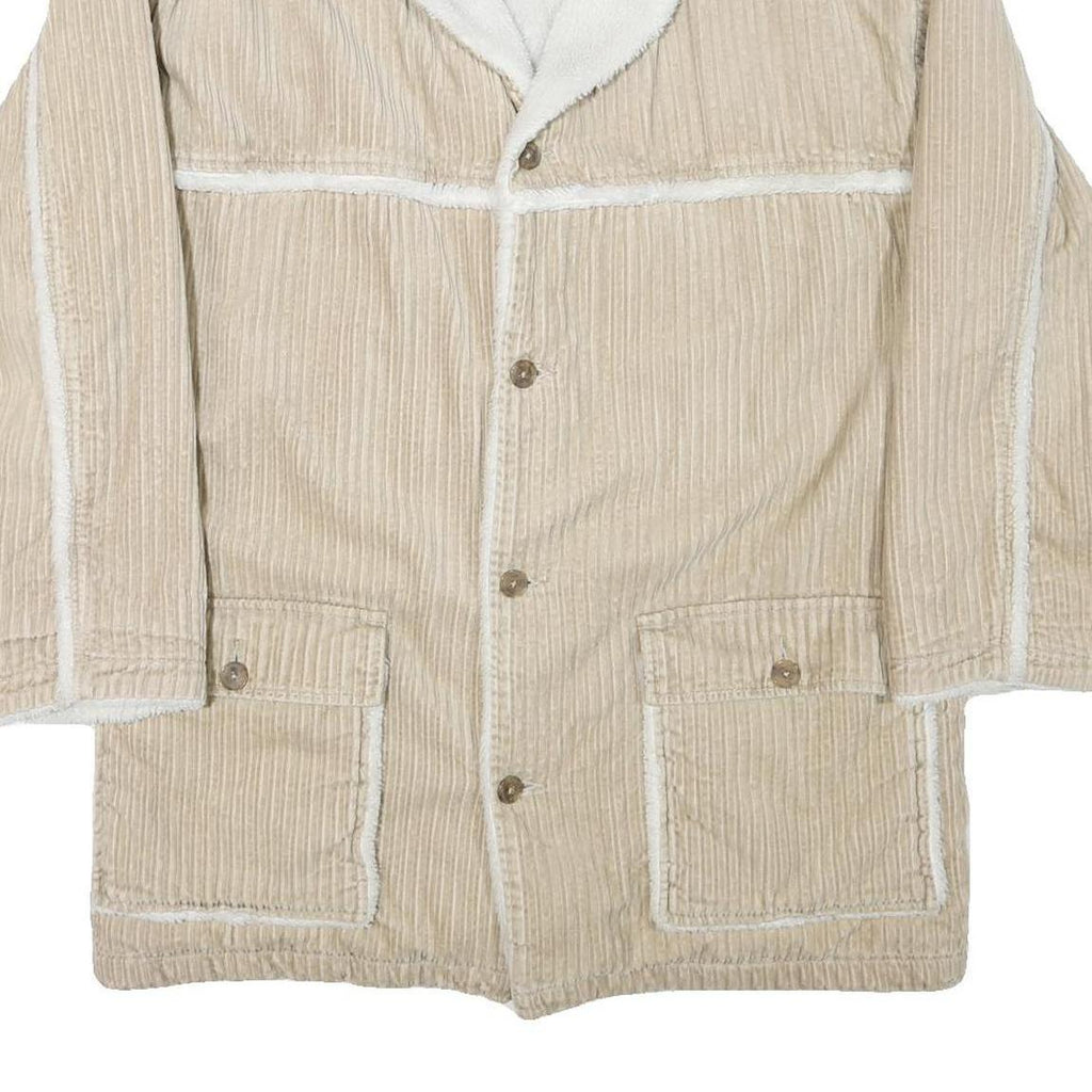 LEVI'S Mens Beige & Cream Button Jacket M Polyester Blend Corduroy Casual