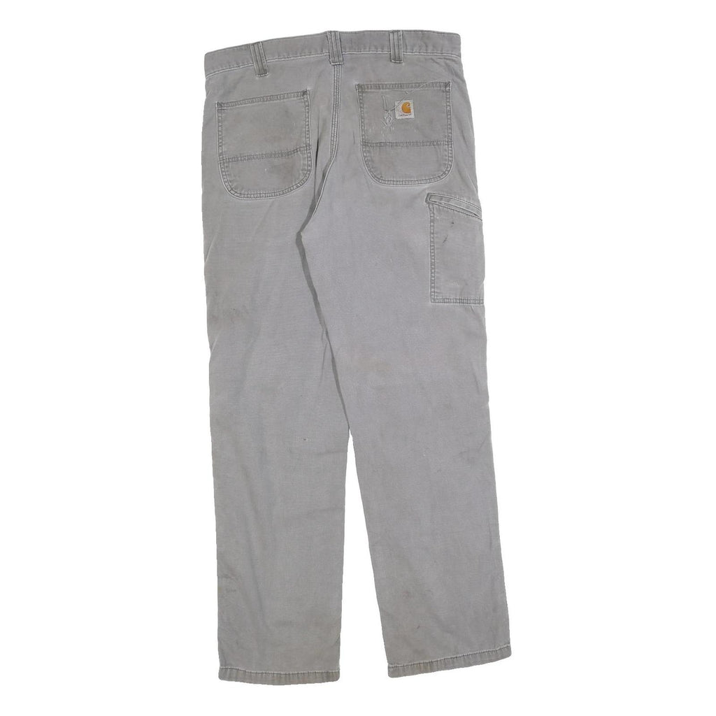 CARHARTT Mens Cotton Blend Grey Relaxed Fit Straight Trousers W34 L32 Workwear