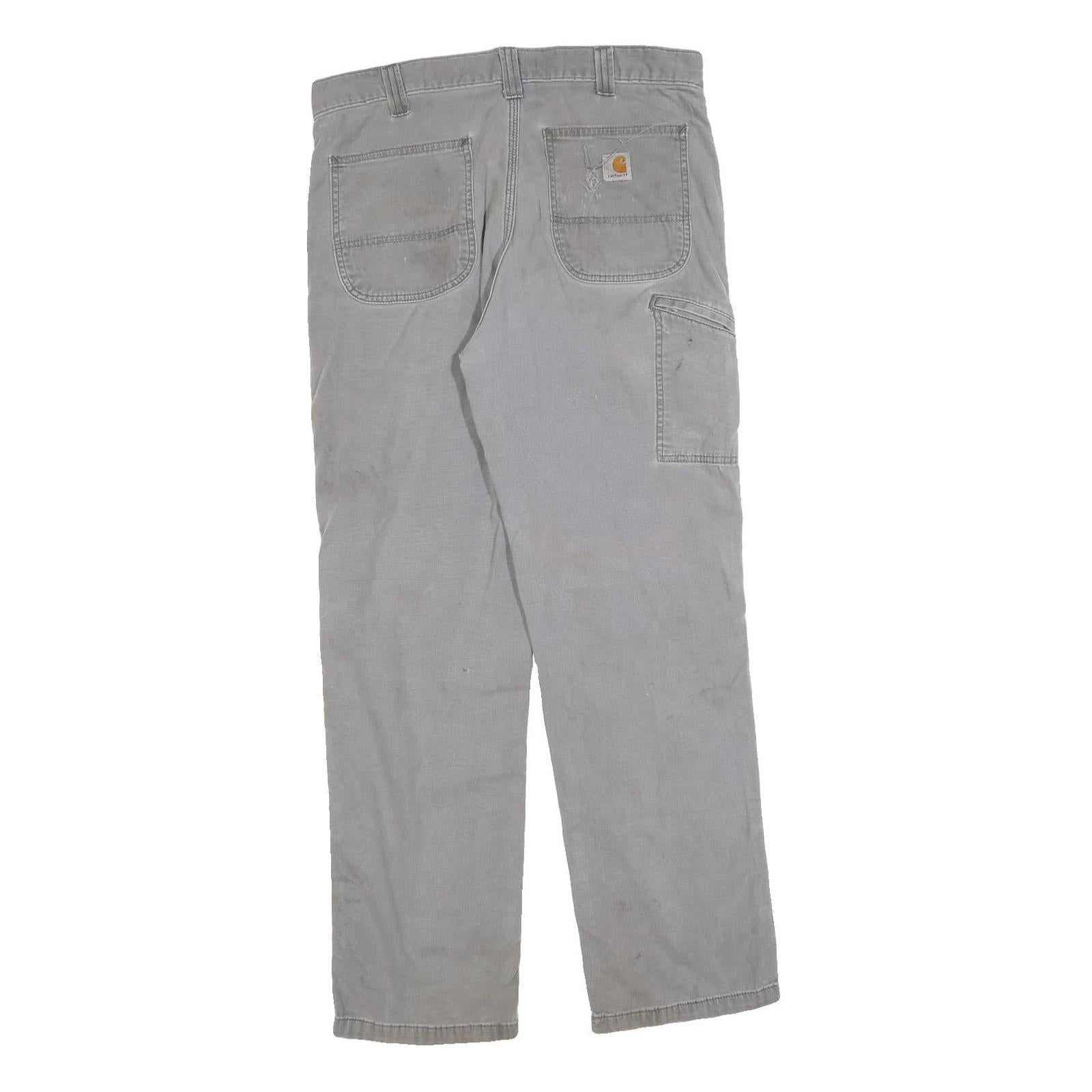 CARHARTT Mens Cotton Blend Grey Relaxed Fit Straight Trousers W34 L32 Workwear