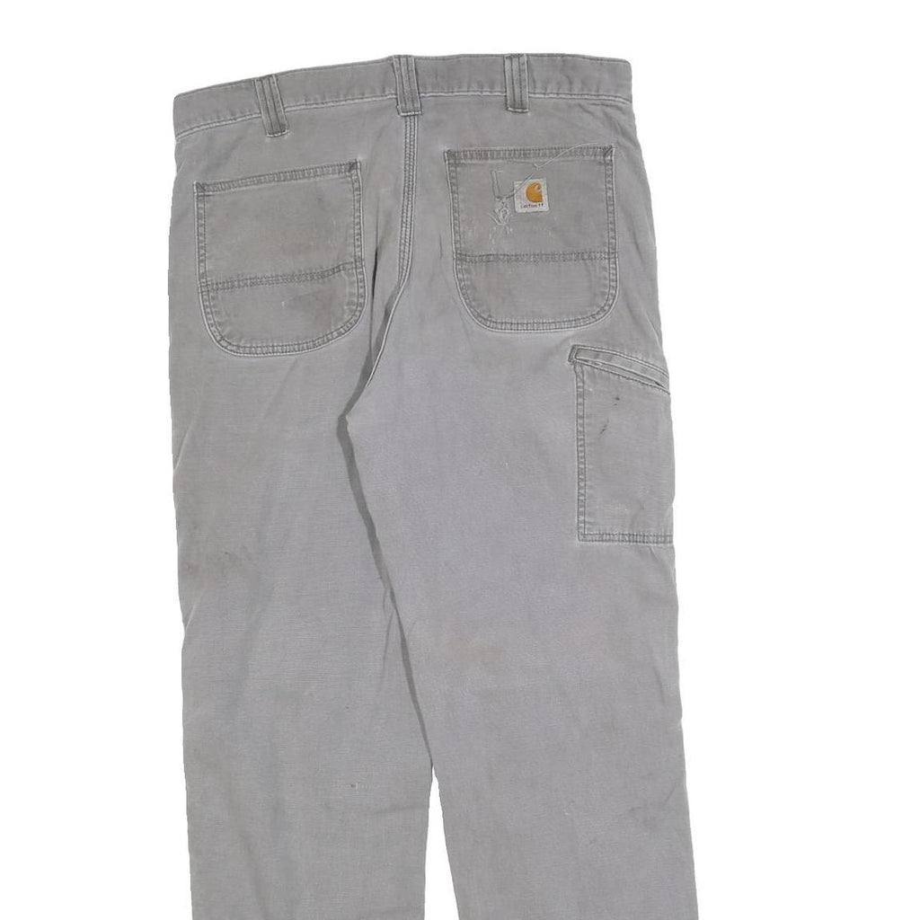 CARHARTT Mens Cotton Blend Grey Relaxed Fit Straight Trousers W34 L32 Workwear