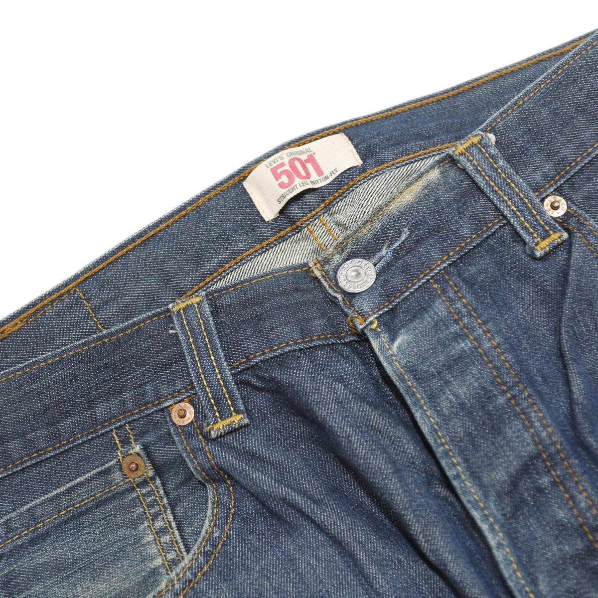 LEVI'S 501 Mens Jeans Blue Regular Straight Denim Medium W34 L30 Classic Button