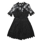 GUESS Womens Black Lace Playsuit M Floral Pattern Zip Closure Short Sleeve