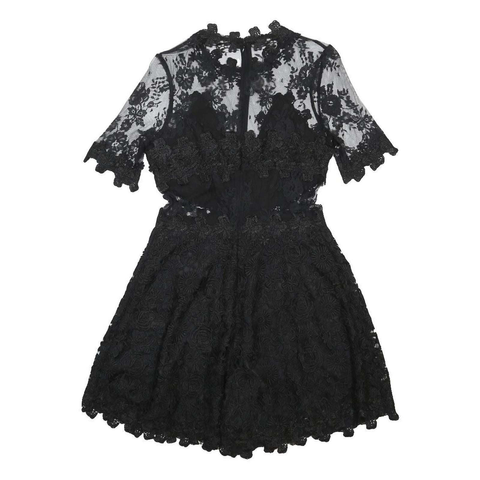 GUESS Womens Black Lace Playsuit M Floral Pattern Zip Closure Short Sleeve