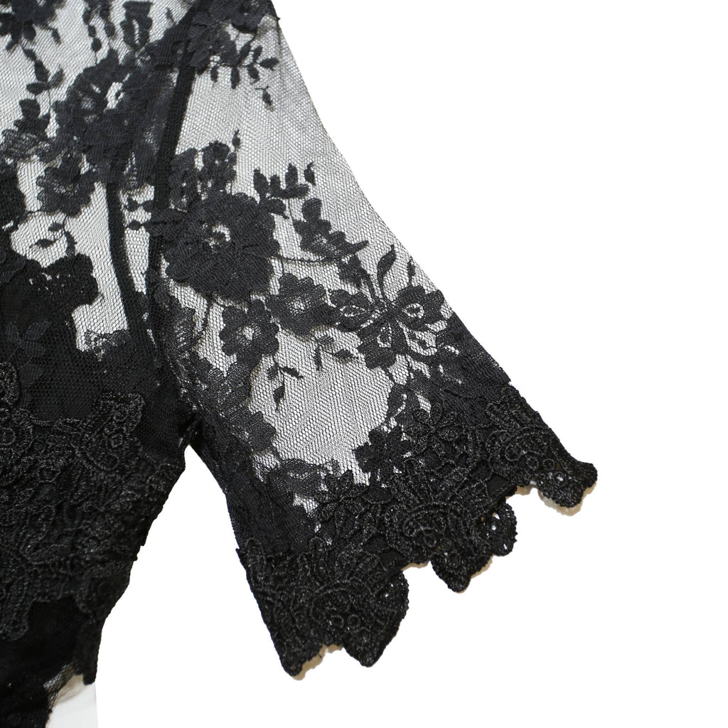 GUESS Womens Black Lace Playsuit M Floral Pattern Zip Closure Short Sleeve