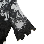 GUESS Womens Black Lace Playsuit M Floral Pattern Zip Closure Short Sleeve