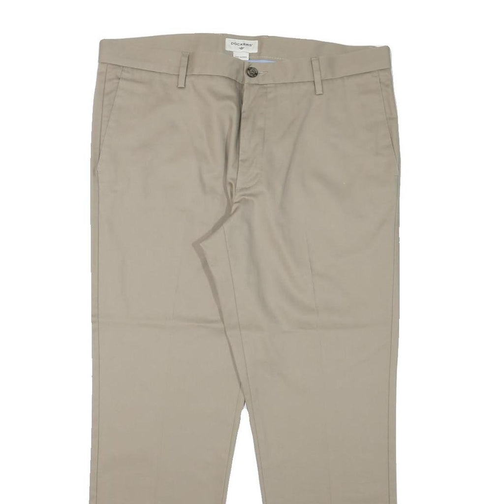 DOCKERS Mens Regular Fit Beige Cotton Blend Straight Leg Trousers W36 L29