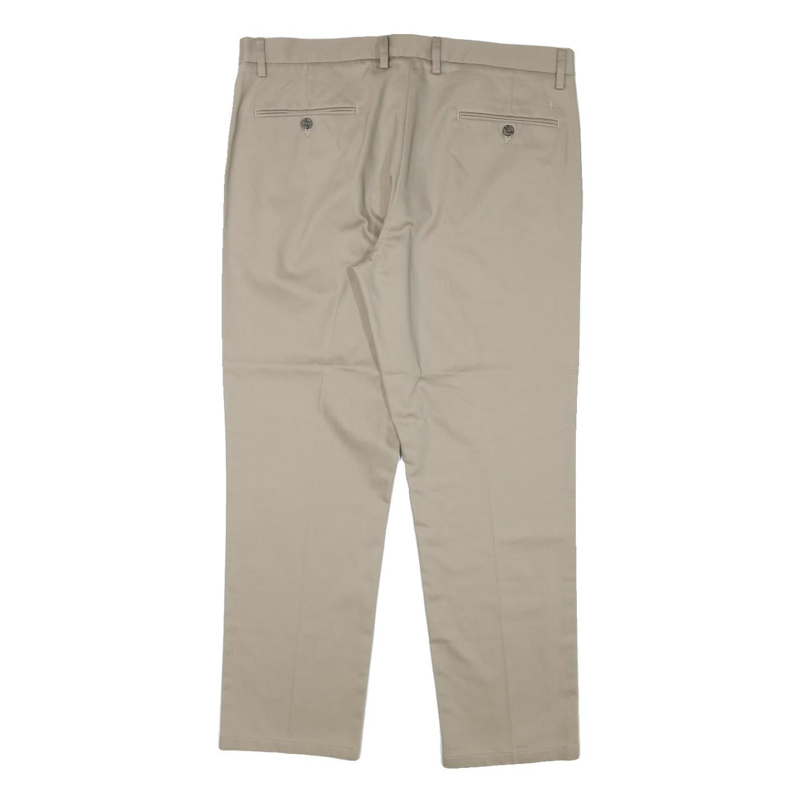 DOCKERS Mens Regular Fit Beige Cotton Blend Straight Leg Trousers W36 L29
