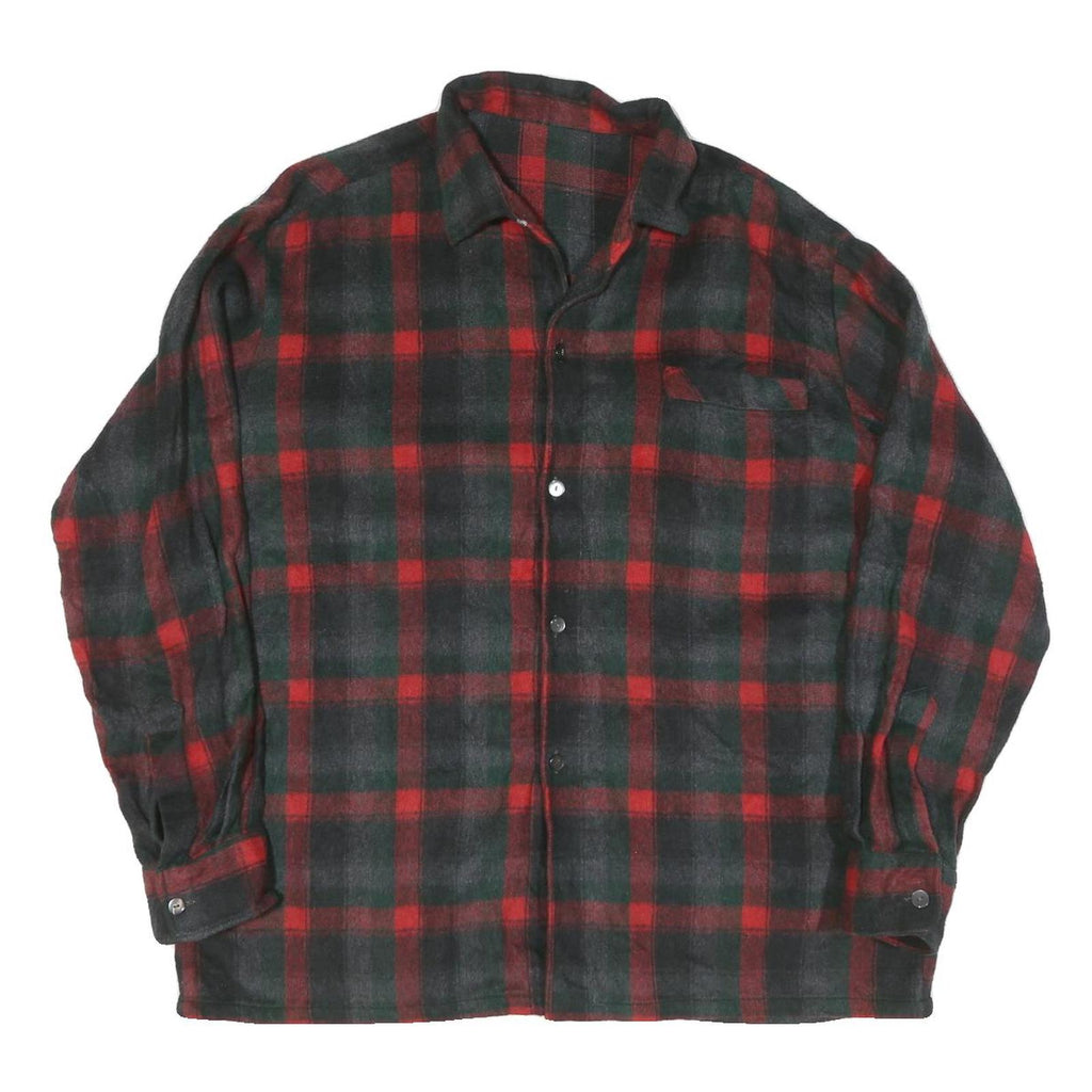 Mens Black & Red Check Cotton Shirt XL Long Sleeve Button Closure Casual