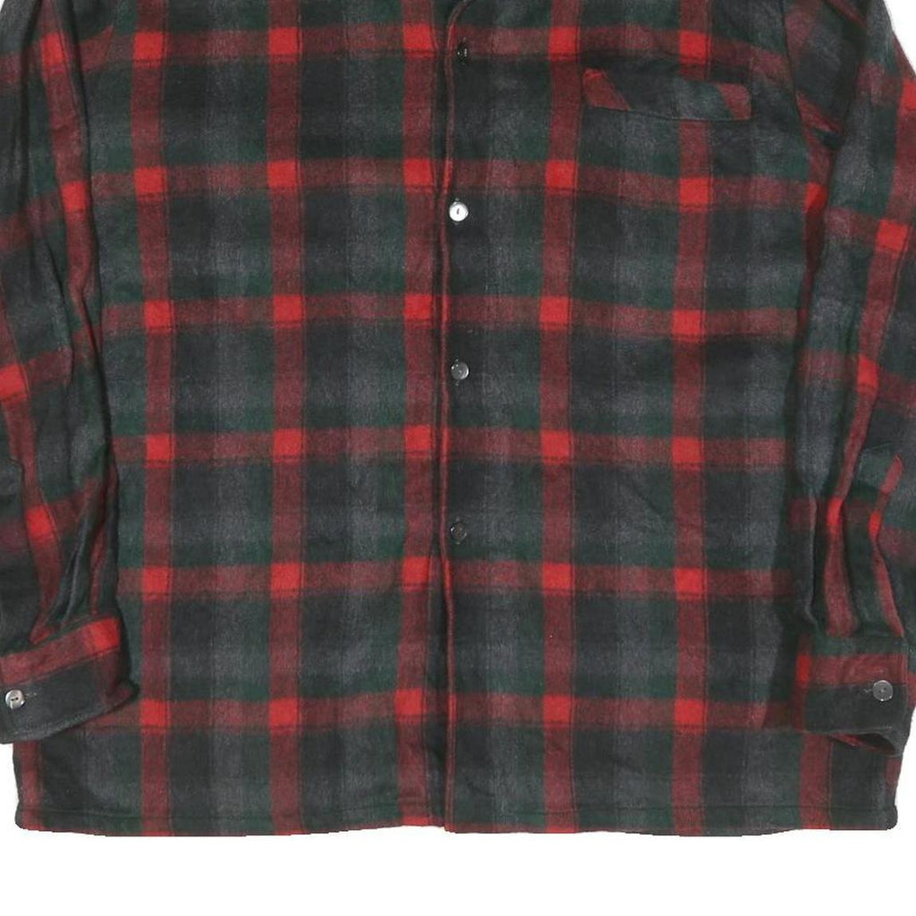 Mens Black & Red Check Cotton Shirt XL Long Sleeve Button Closure Casual