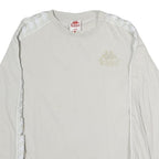 KAPPA Womens White & Cream Long Sleeve Crew Neck Logo T-Shirt L Casual Cotton
