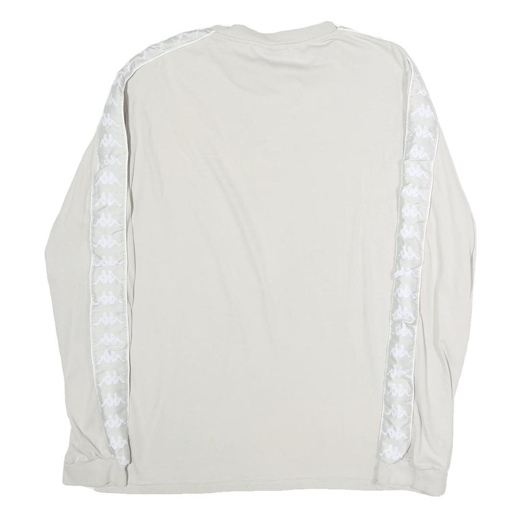 KAPPA Womens White & Cream Long Sleeve Crew Neck Logo T-Shirt L Casual Cotton