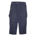 CARHARTT Mens Cotton Blend Navy Relaxed Cargo Trousers W38 L30 Workwear Zip