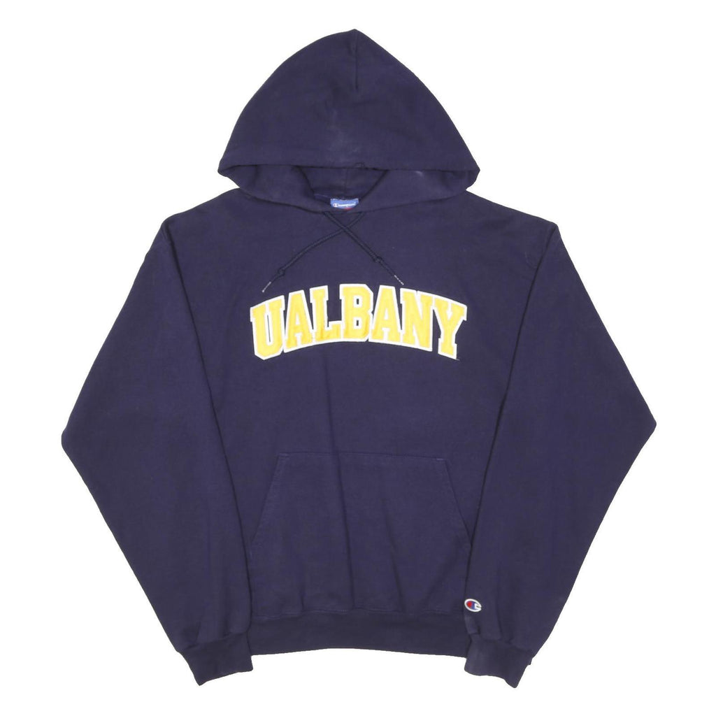 CHAMPION Mens Navy Ualbany Pullover Hoodie L Cotton Blend Casual