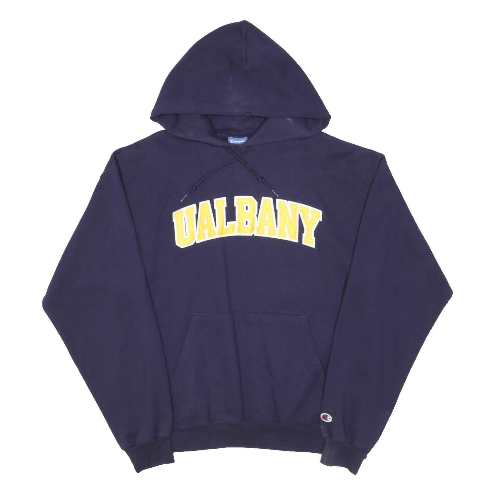CHAMPION Mens Navy Ualbany Pullover Hoodie L Cotton Blend Casual
