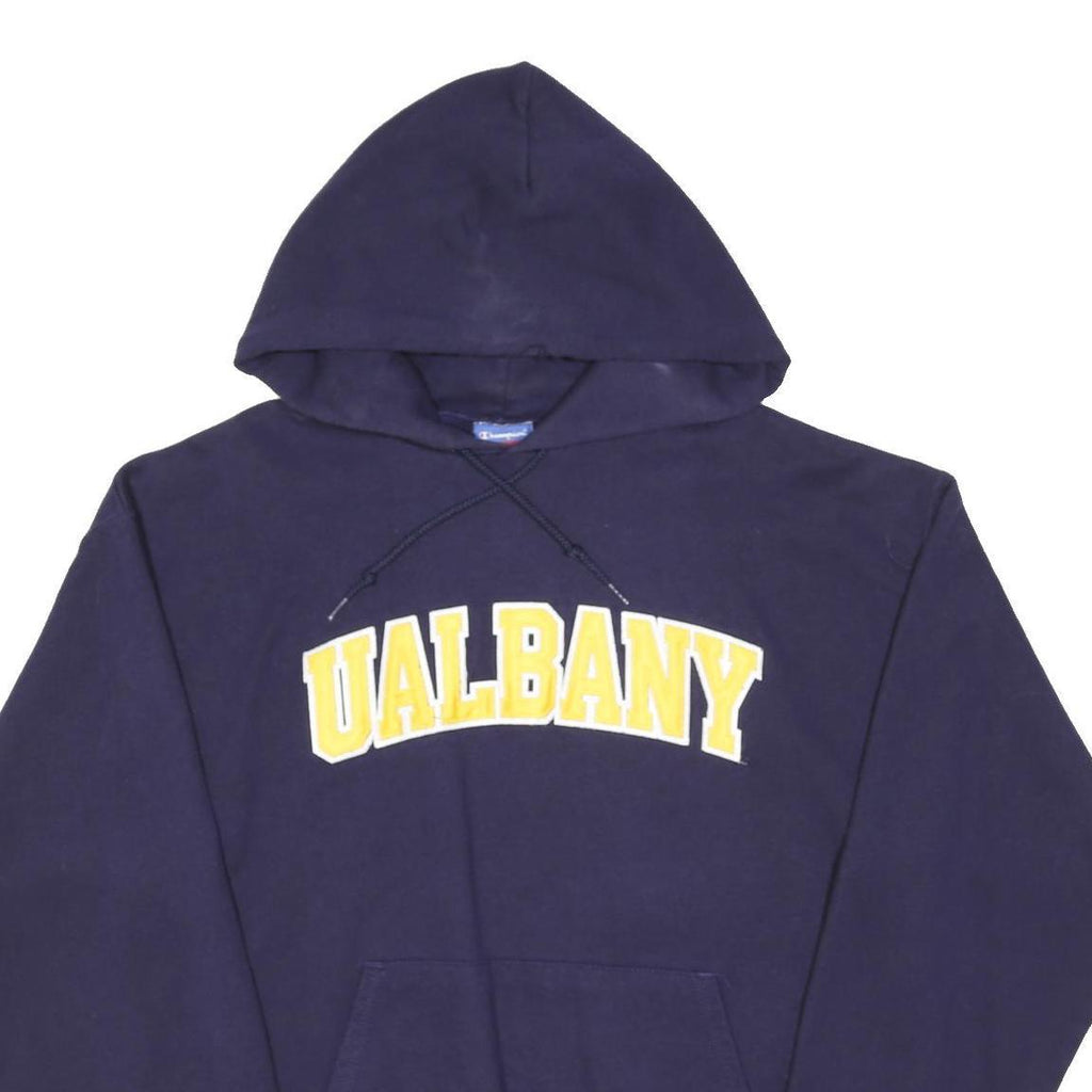 CHAMPION Mens Navy Ualbany Pullover Hoodie L Cotton Blend Casual
