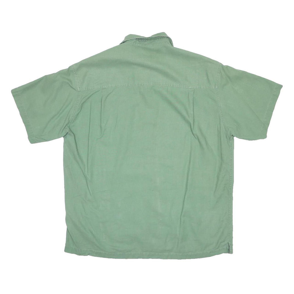 CHAPS RALPH LAUREN Mens Green Short Sleeve Cotton Shirt L Casual Relaxed Fit