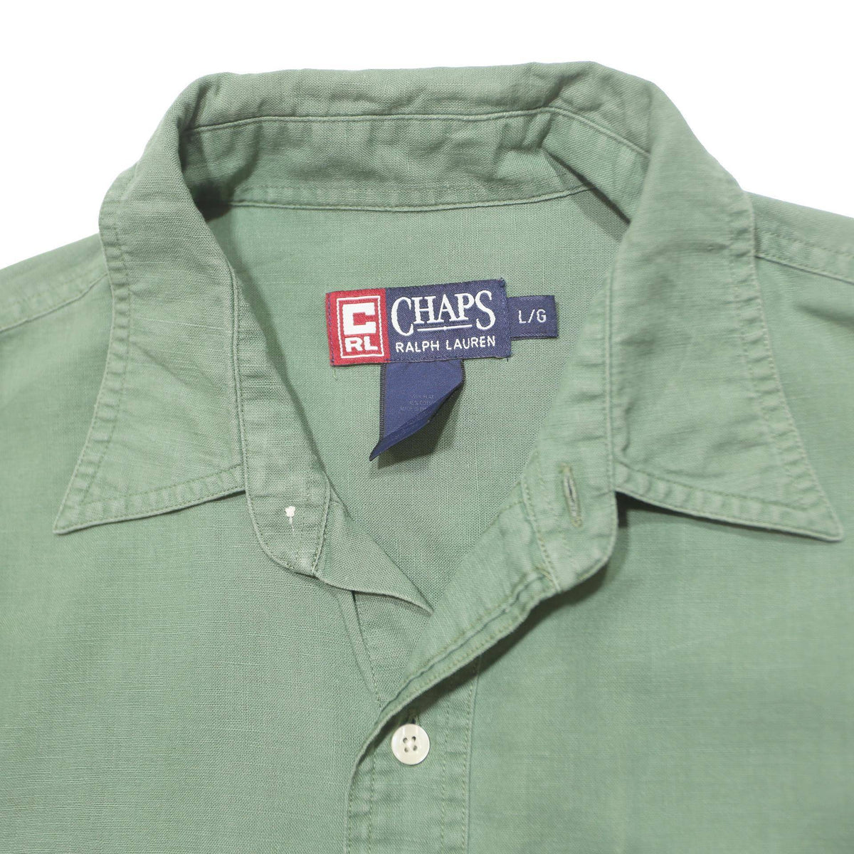 CHAPS RALPH LAUREN Mens Green Short Sleeve Cotton Shirt L Casual Relaxed Fit