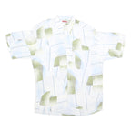 MARC THOMBARD Mens White & Green Abstract Print Shirt L Polyester Blend Casual
