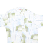 MARC THOMBARD Mens White & Green Abstract Print Shirt L Polyester Blend Casual