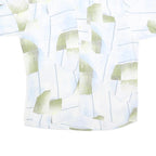 MARC THOMBARD Mens White & Green Abstract Print Shirt L Polyester Blend Casual